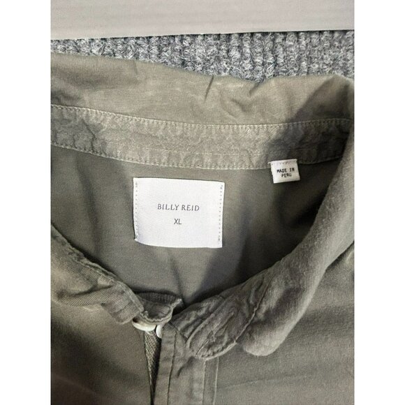 Billy Reid Mens Olive Green Short Sleeve Polo Shirt XL Soft Cotton Blend Pocket - Picture 2 of 8